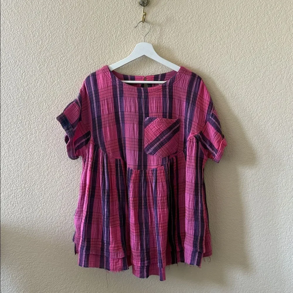 Free People We The Free Oversized Moon City Plaid Top 